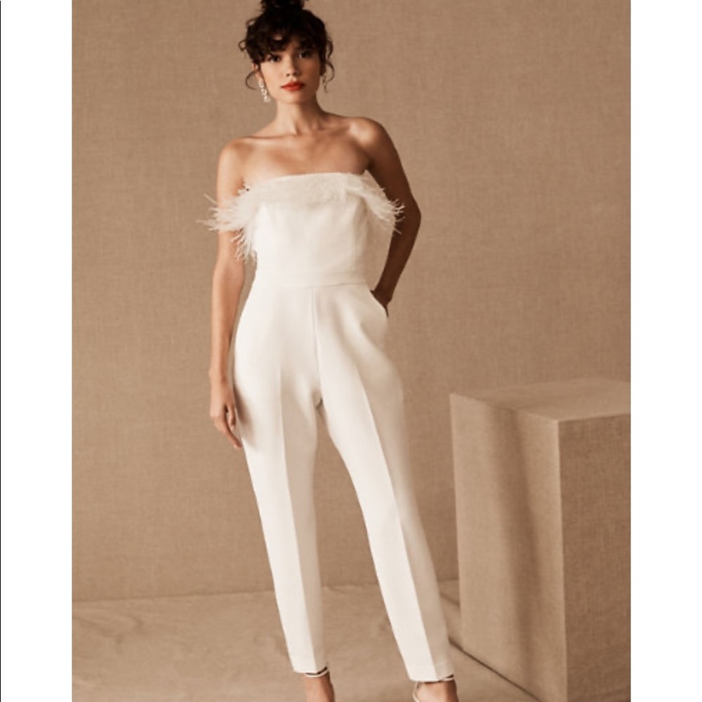 BHLDN Janie feather jumpsuit brand new 6